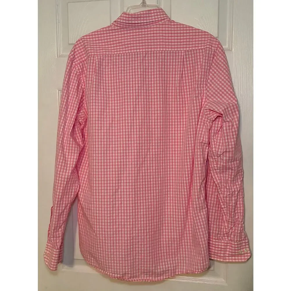 Izod men’s button down with pink and white gingham pattern long sleeve size M - Picture 2 of 2